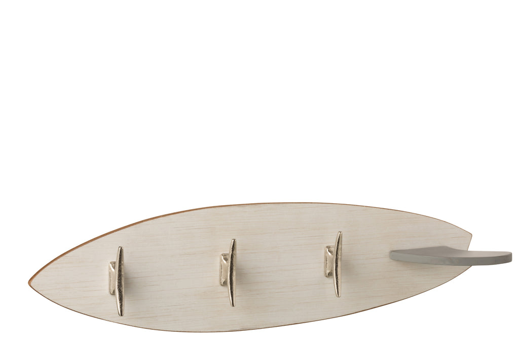 Kapstok Surfplank 3 haken hout beige - J-LINE