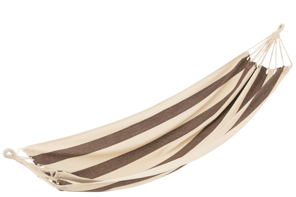 Hangmat brede strepen donkerbruin/beige - J-LINE