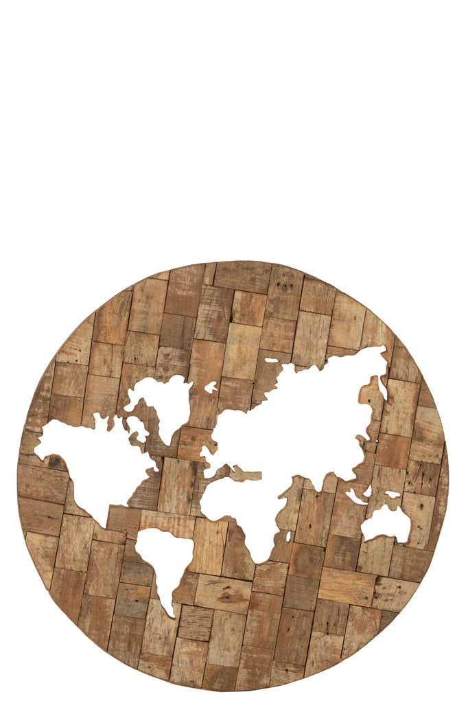 Wanddecoratie Kaart Hout Bruin - J-LINE
