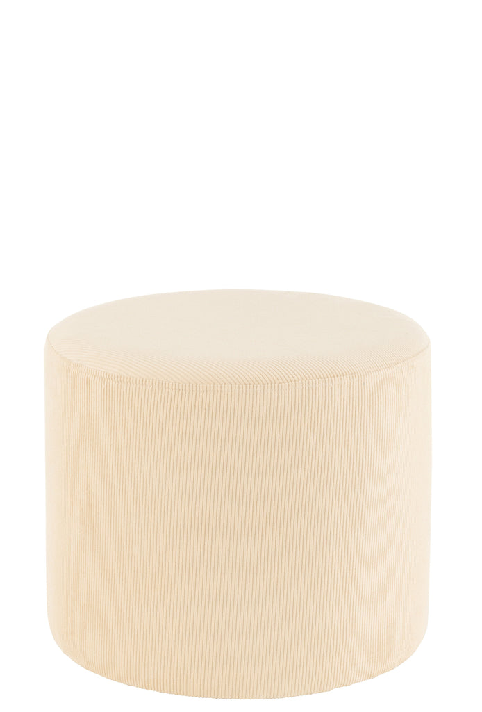 Poef ribfluweel roomkleurig - J-LINE