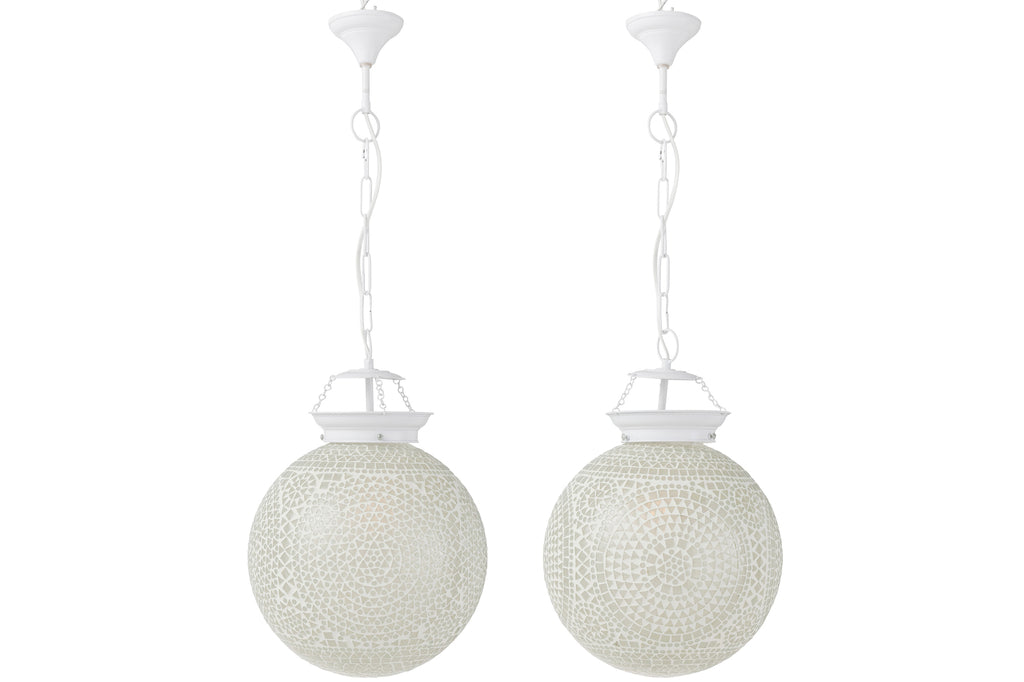 Hanglamp Eki S/2 Mozaïekglas Wit L - J-LINE
