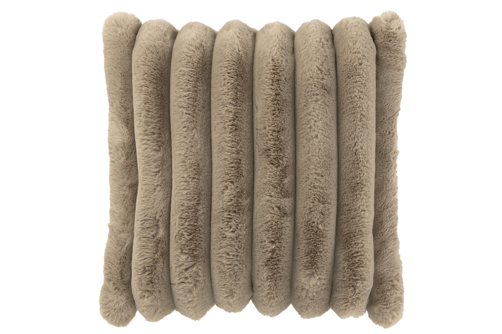 Kussen Ribfluweel Polyester Taupe L - J-LINE