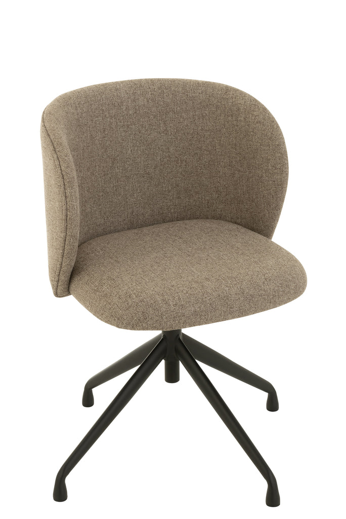 Chaise réglable et rotative en lin marron foncé/beige - J-LINE
