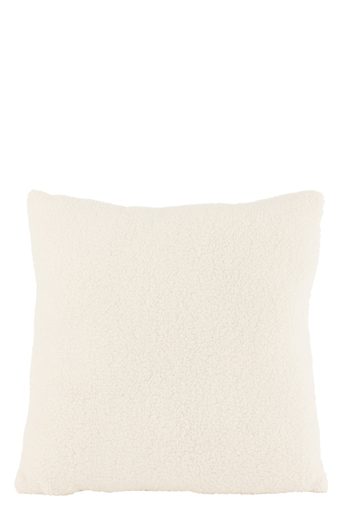 Kussen Teddy Bouclé Wit - - J-LINE