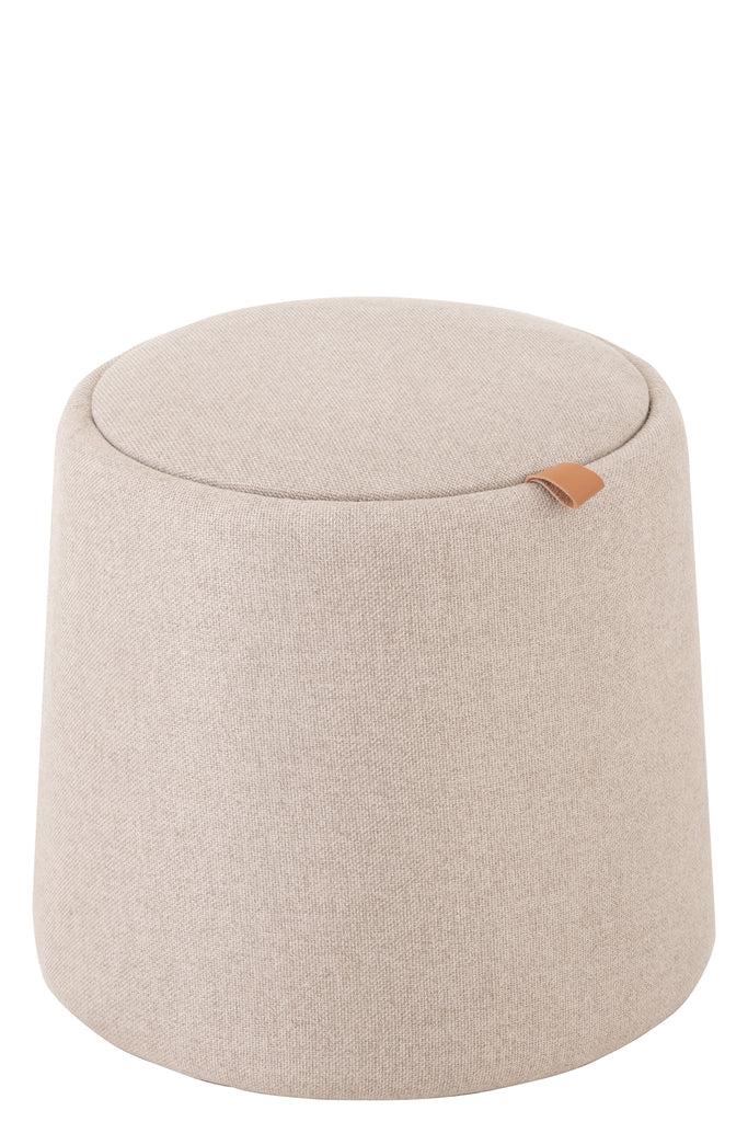 Poef/Bijzettafel textiel/hout beige - J-LINE