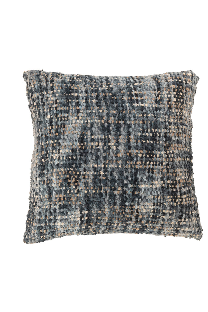 Kussen Tweed Acryl/Katoen Blauw/Wit - J-LINE