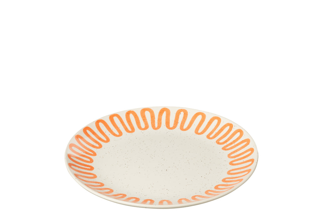 Assiette Courbe en Porcelaine Orange S - J-LINE