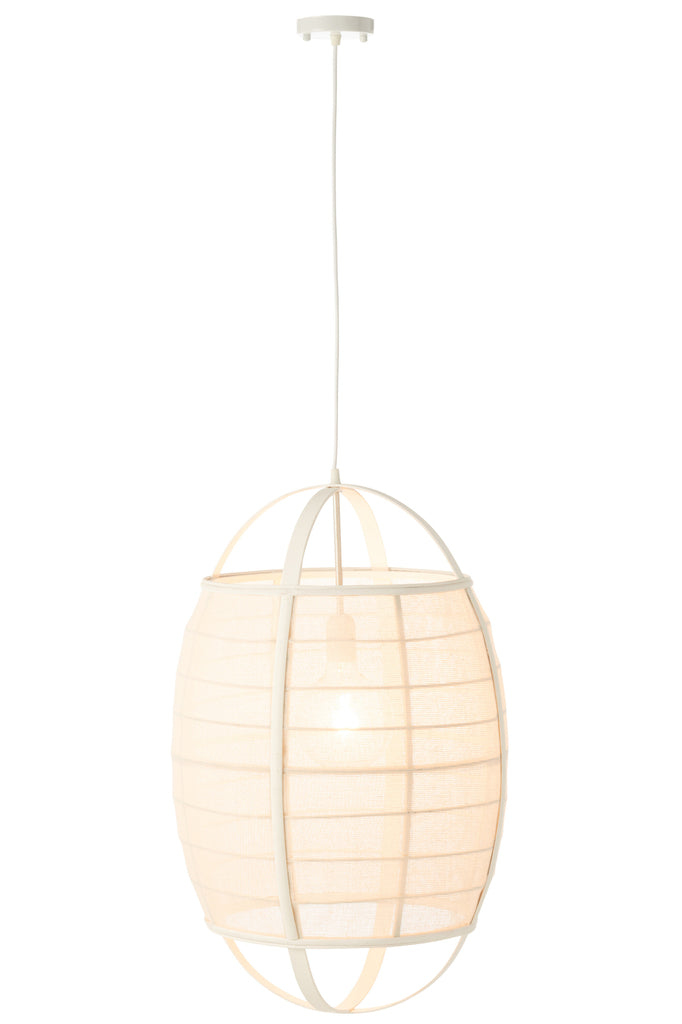 Hanglamp Ion Linnen/Bamboe Wit L - J-LINE
