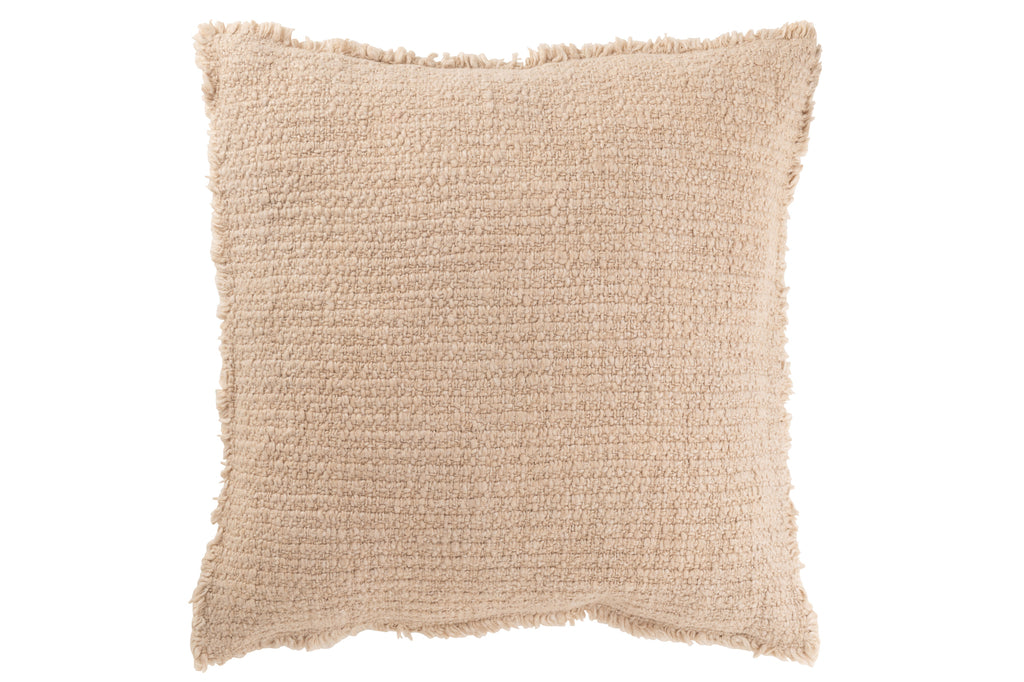 Kussen rafelig katoen/polyester beige - J-LINE