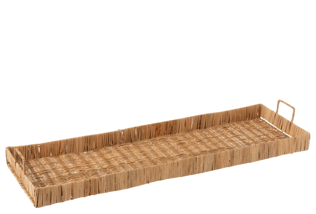 Lange rechthoekige schaal rotan Natuurlijk - J-LINE