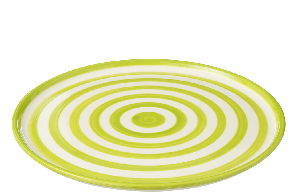 Bord Granada gestreept Keramiek Wit/Groen - J-LINE