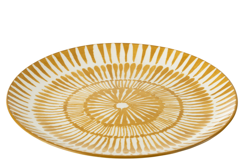 Assiette à confiture en porcelaine blanche/ocre - J-LINE