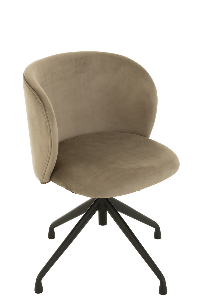 Chaise réglable et rotative en velours gris foncé - J-LINE