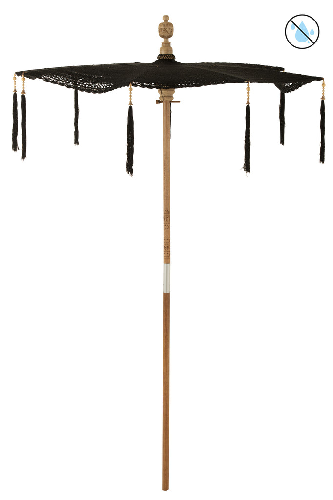 Parasol met kwastjes zwart L - J-LINE