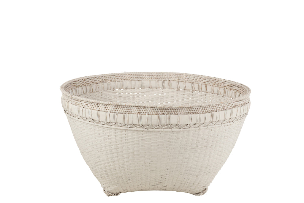 Panier XL Rond Rotin Blanc - J-LINE