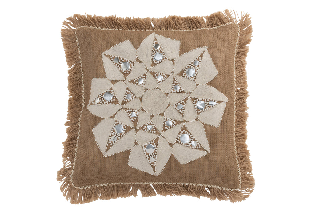 Kussen bloem Abstract Jute - J-LINE