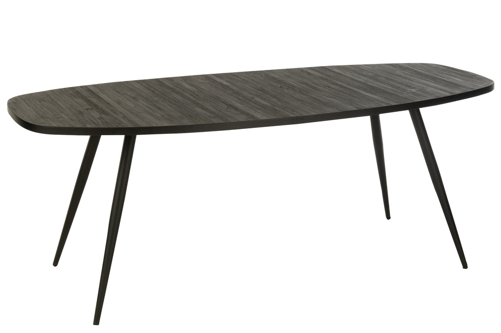 Eettafel Ovaal Teak Zwart- J-LINE