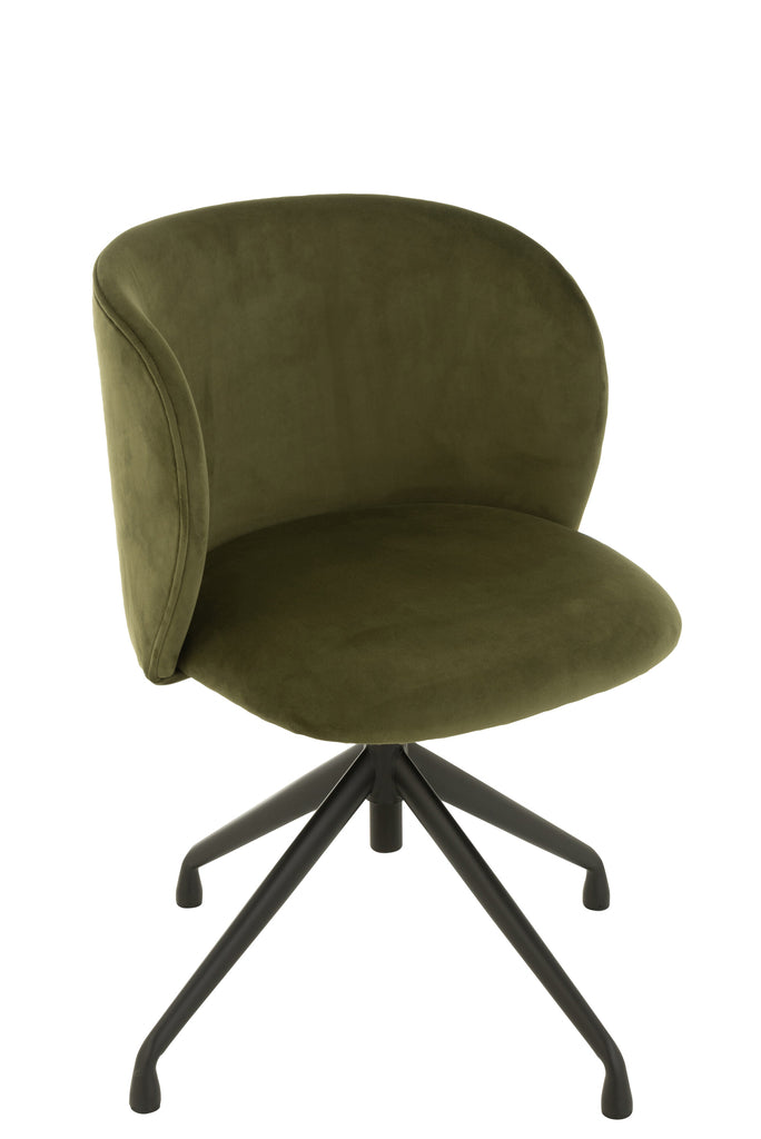 Chaise réglable et rotative en velours vert foncé - J-LINE