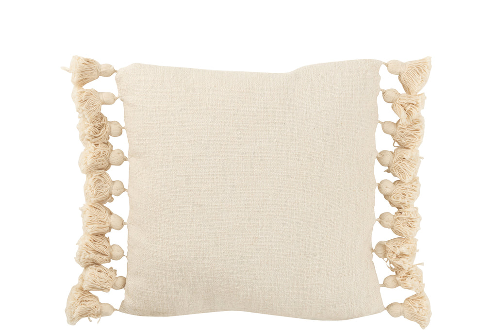 Kussen kwast Katoen Beige Vierkant - J-LINE