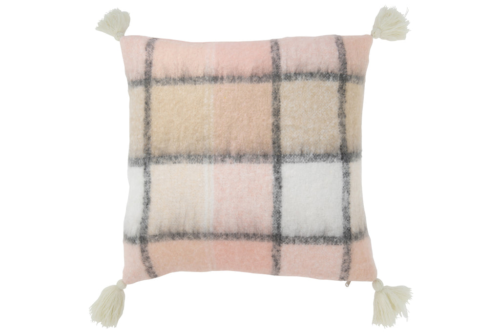 Kussen Tegels Polyester Beige/Roze - J-LINE