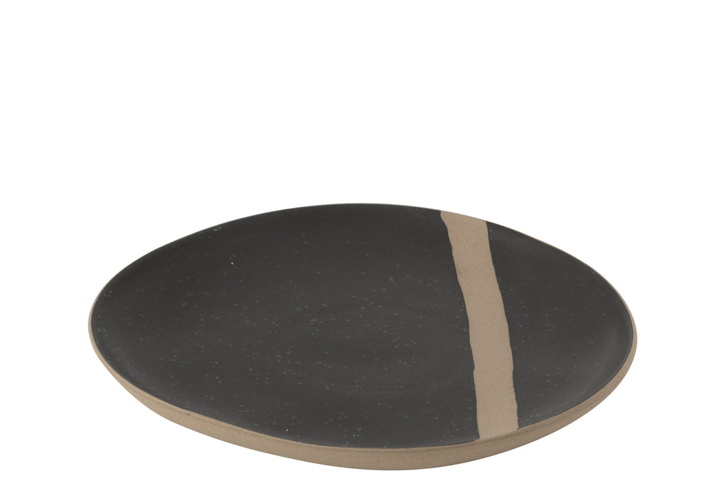 Assiette en céramique noire/taupe S - J-LINE