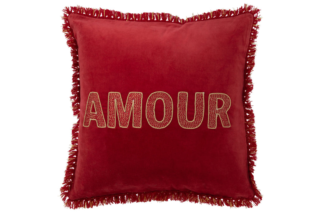 Kussen Amour Textiel Rood/Goud - J-LINE