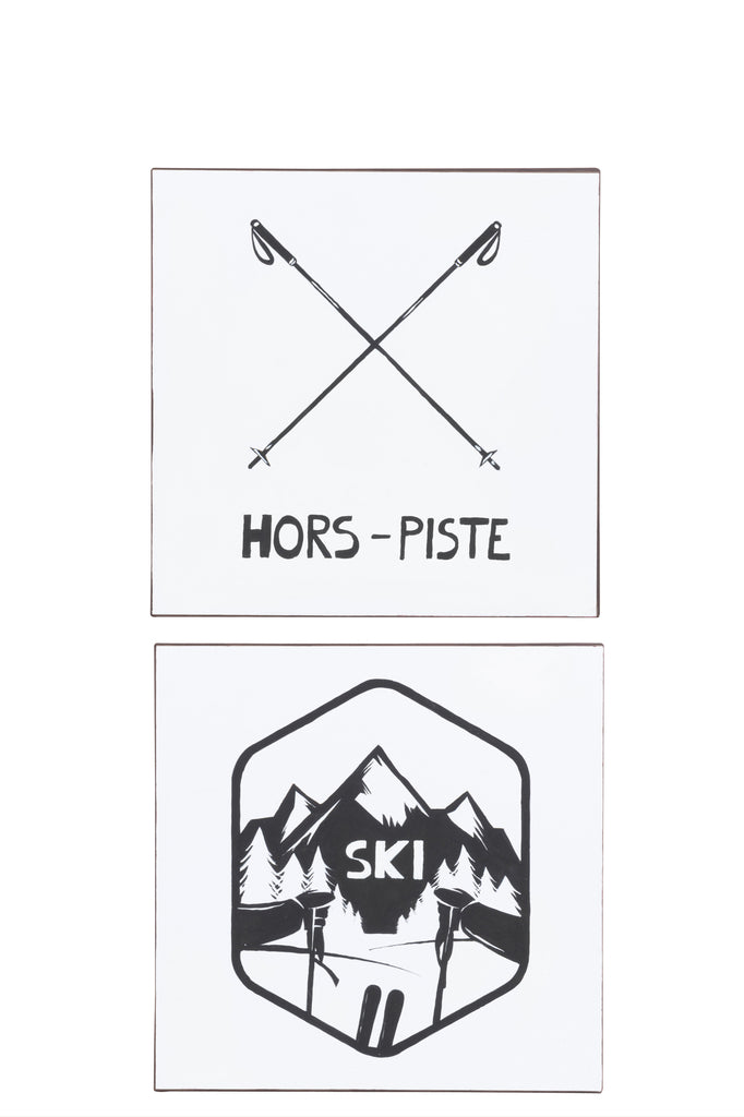Tekstbord Ski Metaal Wit/Zwart - J-LINE