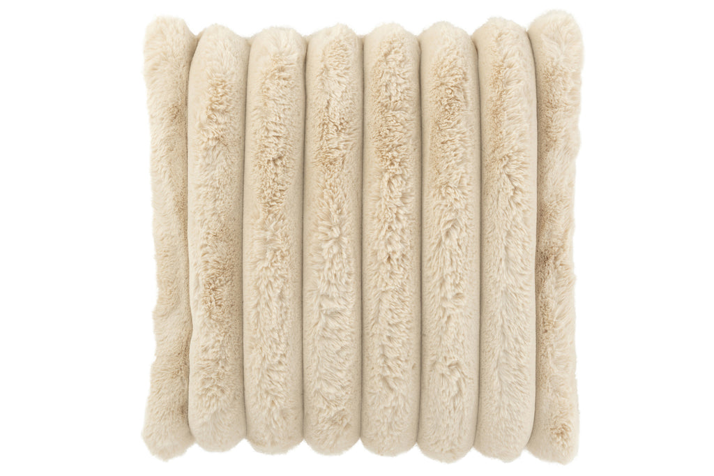 Kussen Groot Ribfluweel Polyester Beige - J-LINE