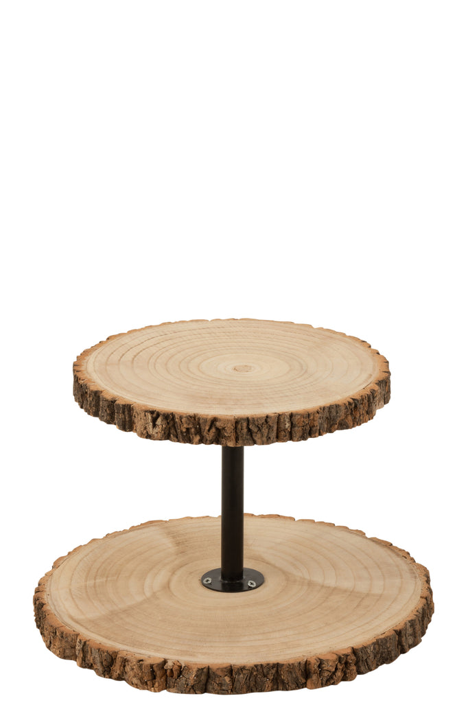 Taartplateau 2 niveaus Paulownia hout - J-LINE