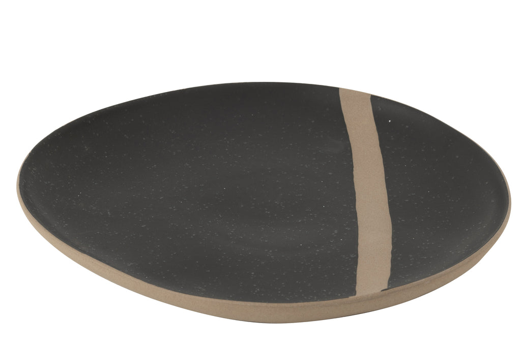 Assiette Céramique Noir/Taupe grand - J-LINE
