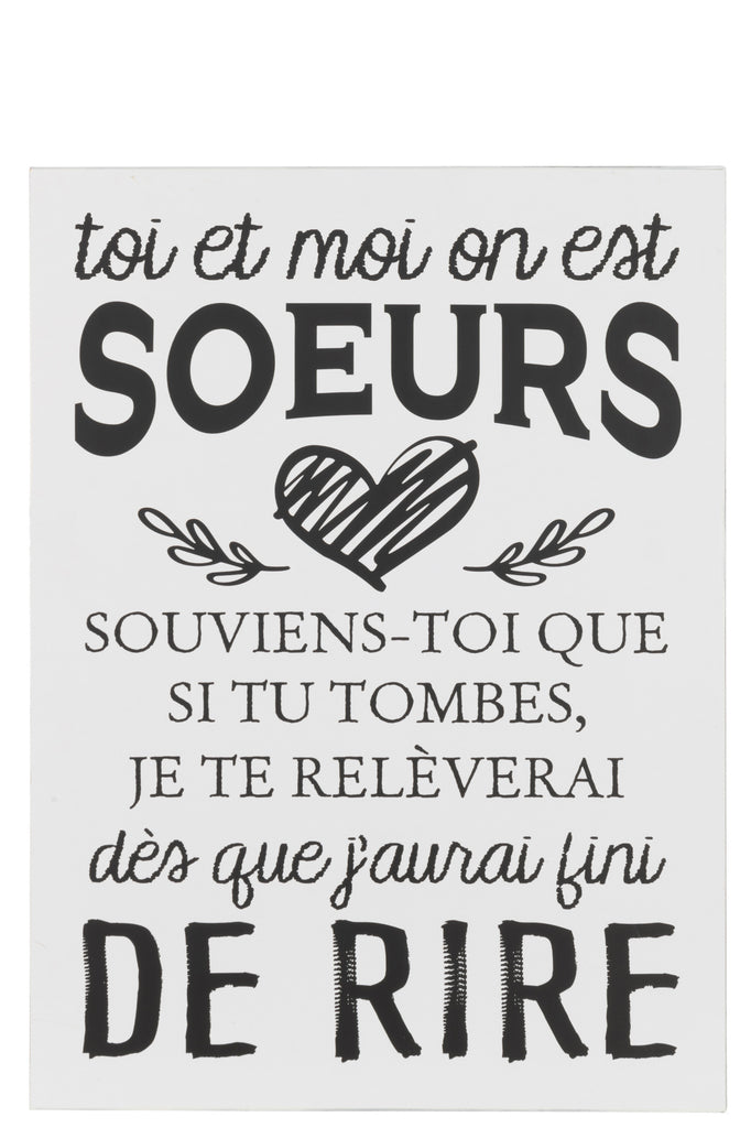 Tekstbord Zus Metaal Wit/Zwart - J-LINE