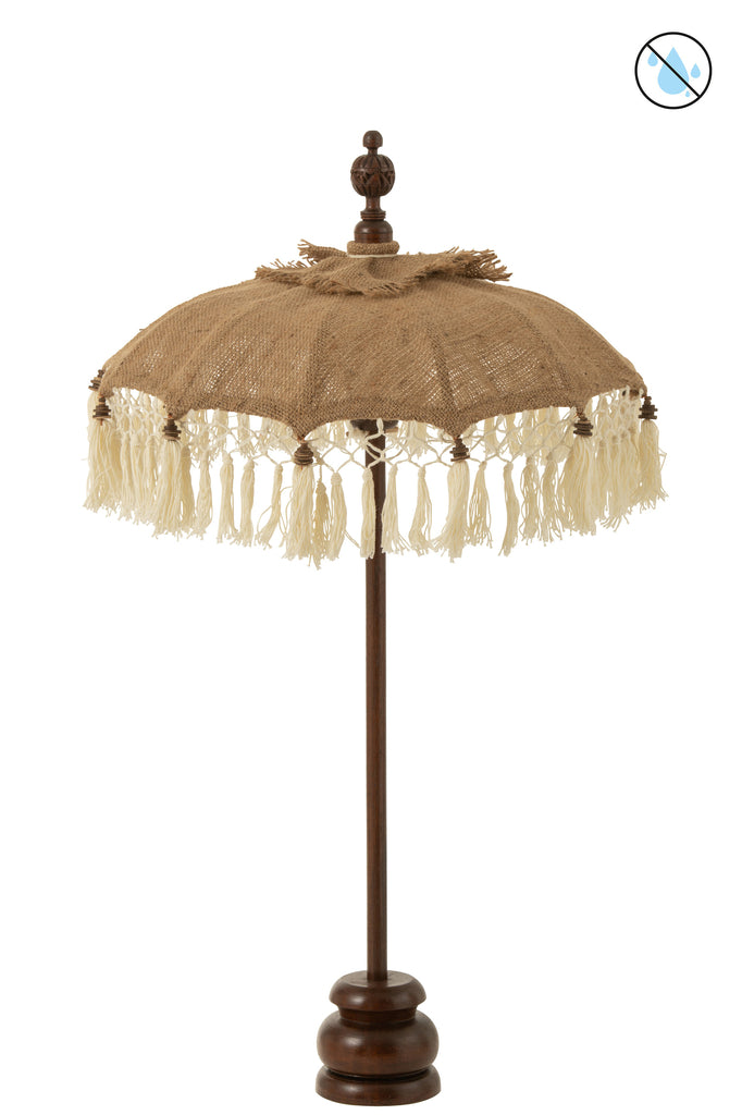 Parasol à pompons et base en jute S - J-LINE