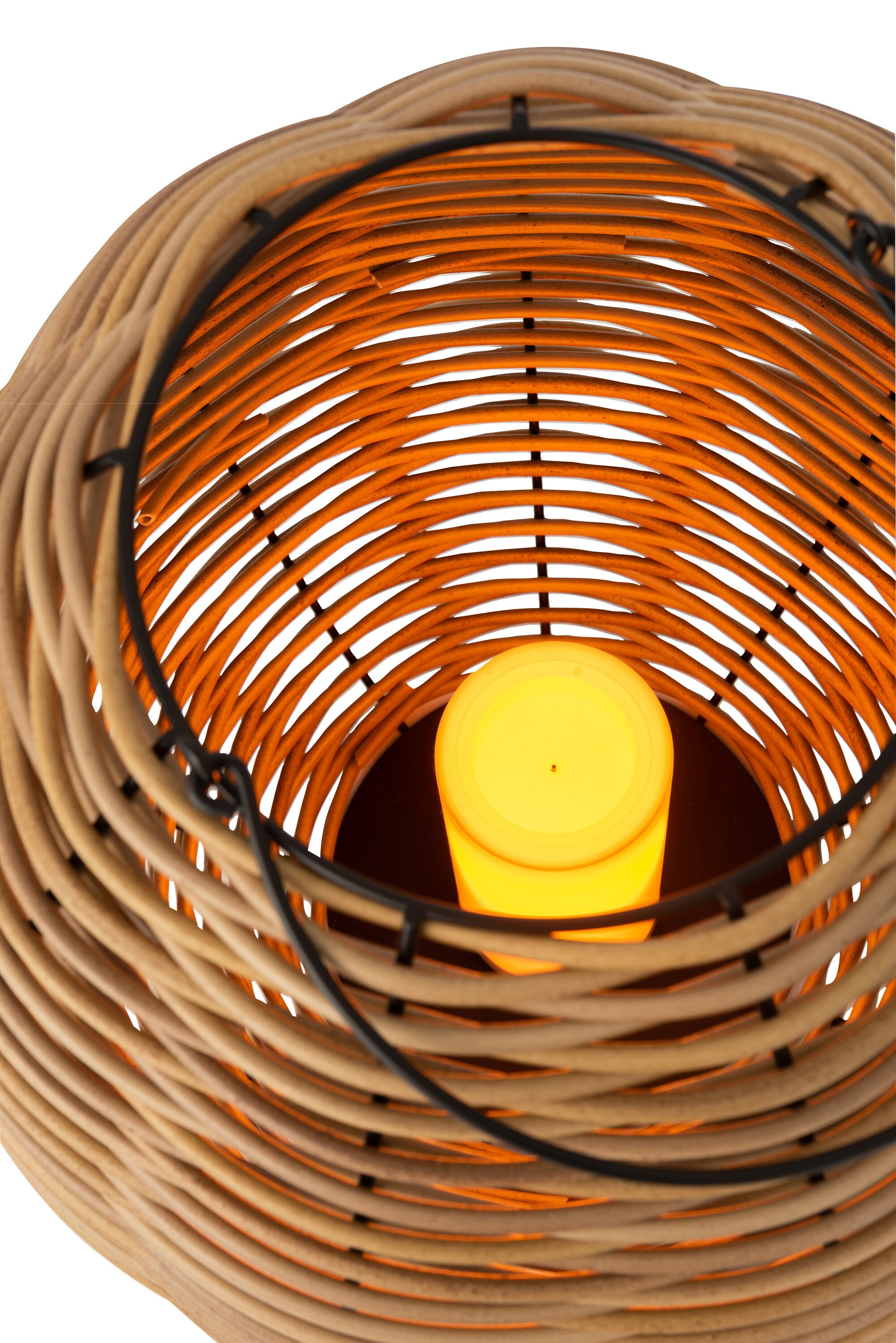 Lantaarn Geweven Led Plastic Natuurlijk S - J-LINE