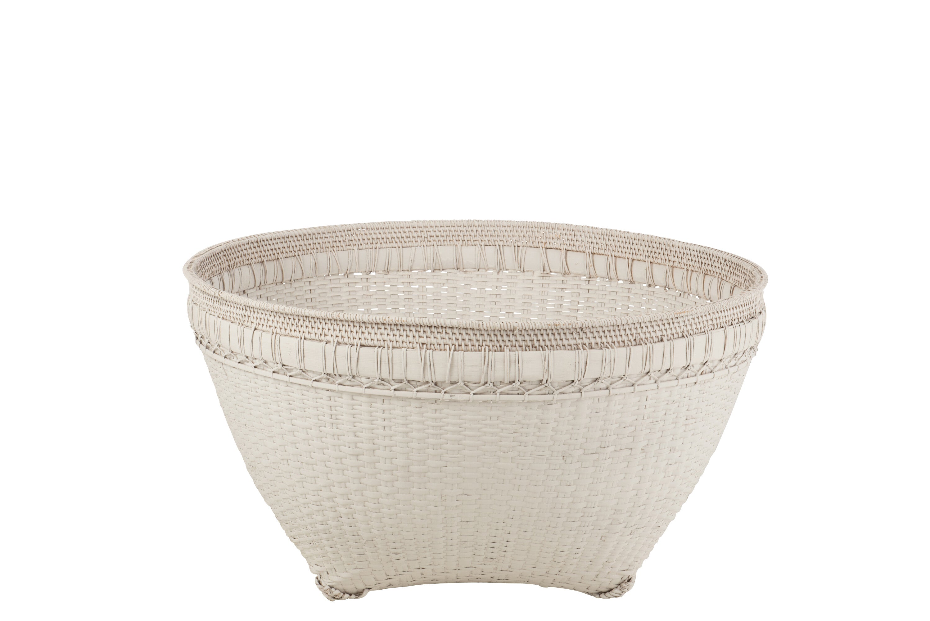 Panier XL Rond Rotin Blanc - J-LINE