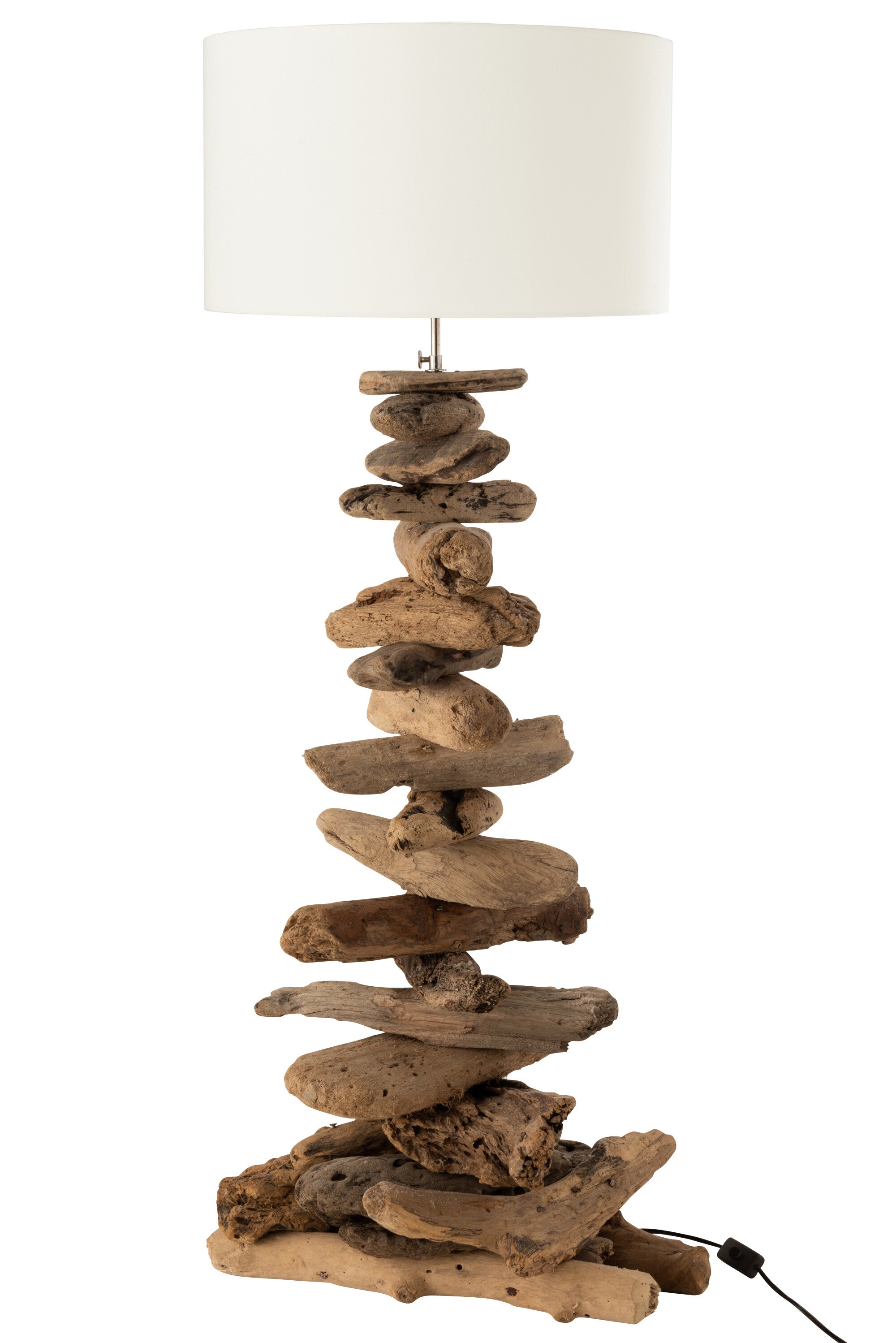 Lampe en bois flotté + abat-jour naturel/beige M - J-LINE