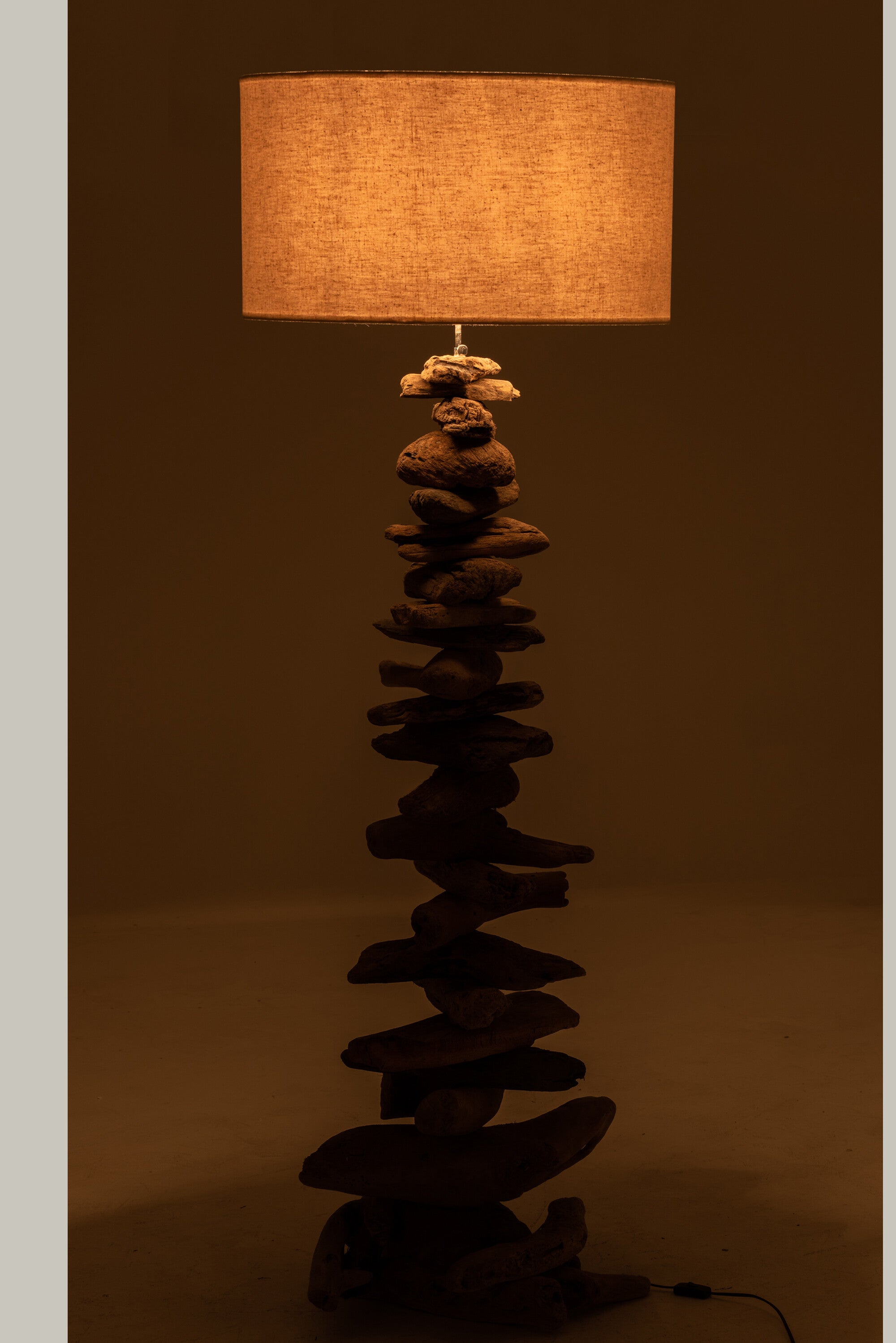 Lampadaire + abat-jour bois flotté naturel/beige L - J-LINE