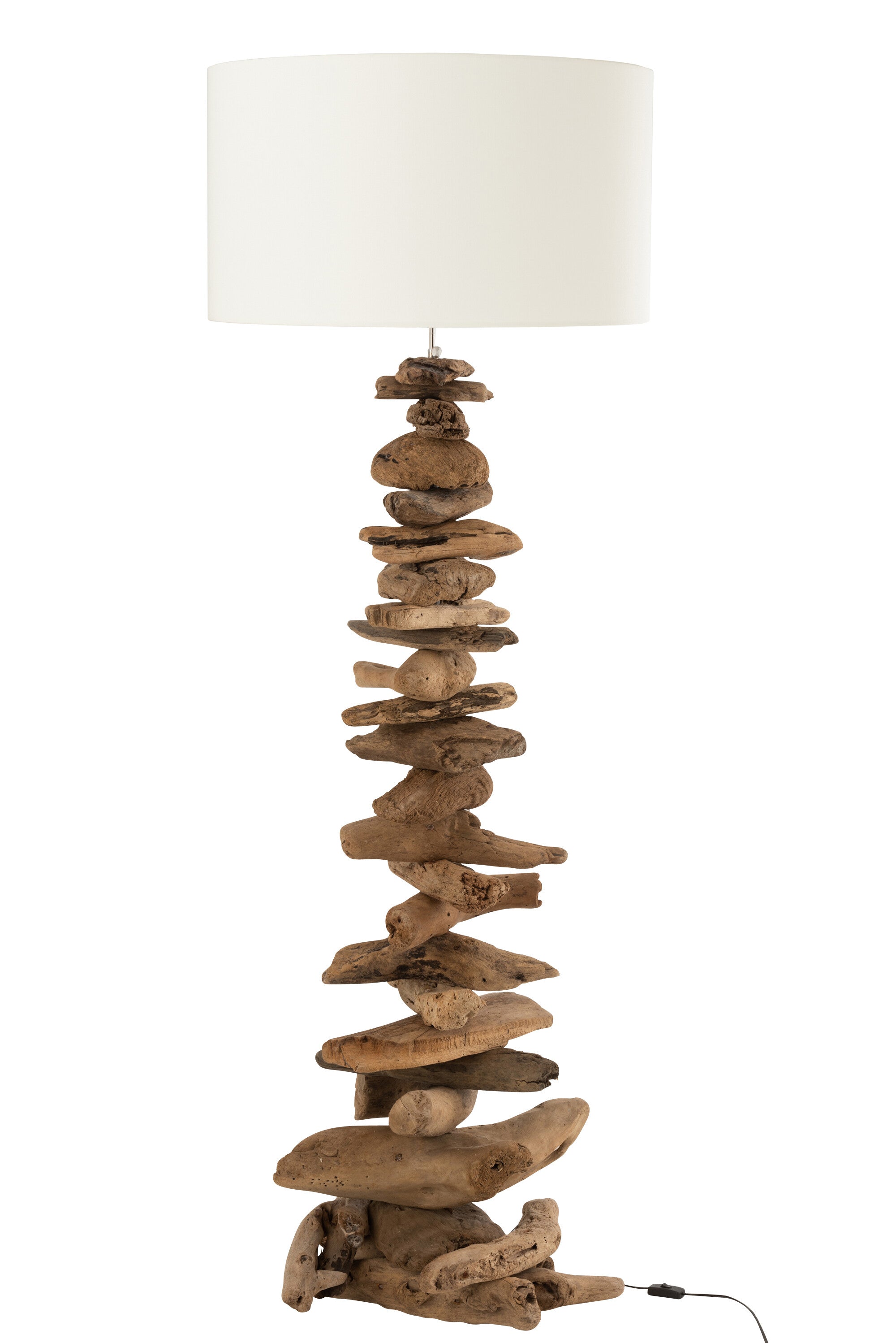Lampadaire + abat-jour bois flotté naturel/beige L - J-LINE