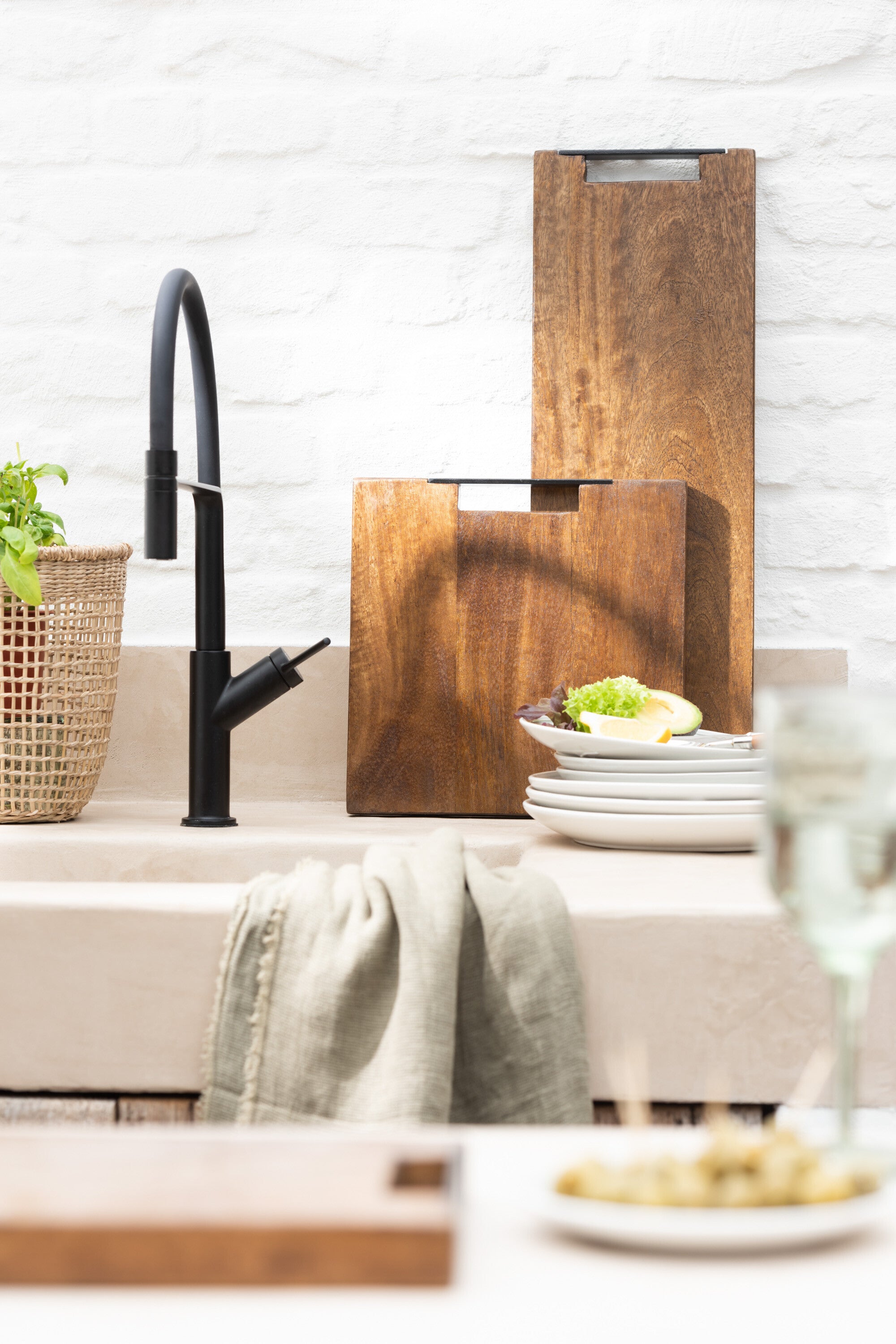 Planche à découper carrée en bois de manguier marron S - J-LINE