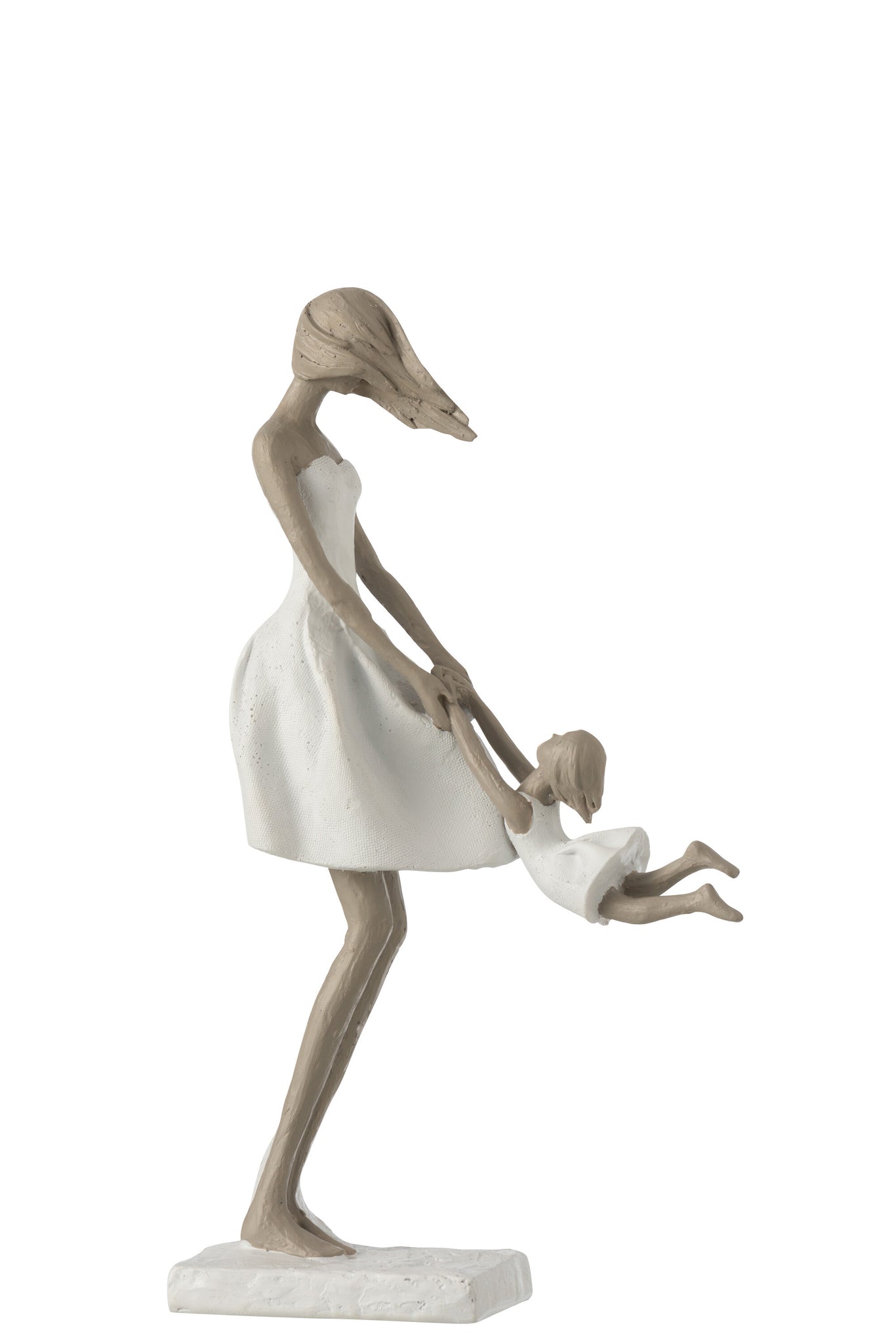 Moeder met spelende dochter polyester wit/taupe - J-LINE