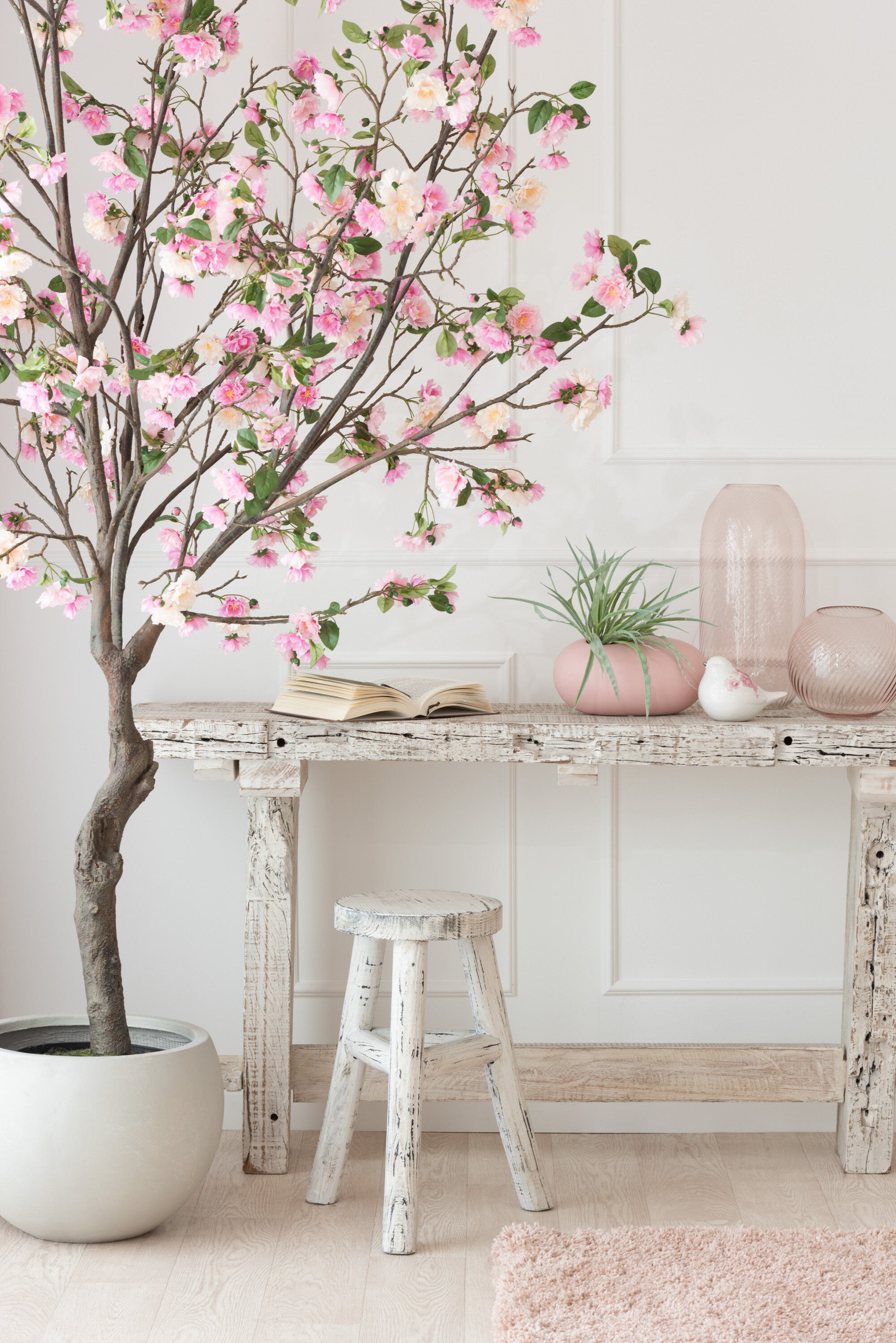 Kruk Ibiza Rond Hout Wit - J-LINE