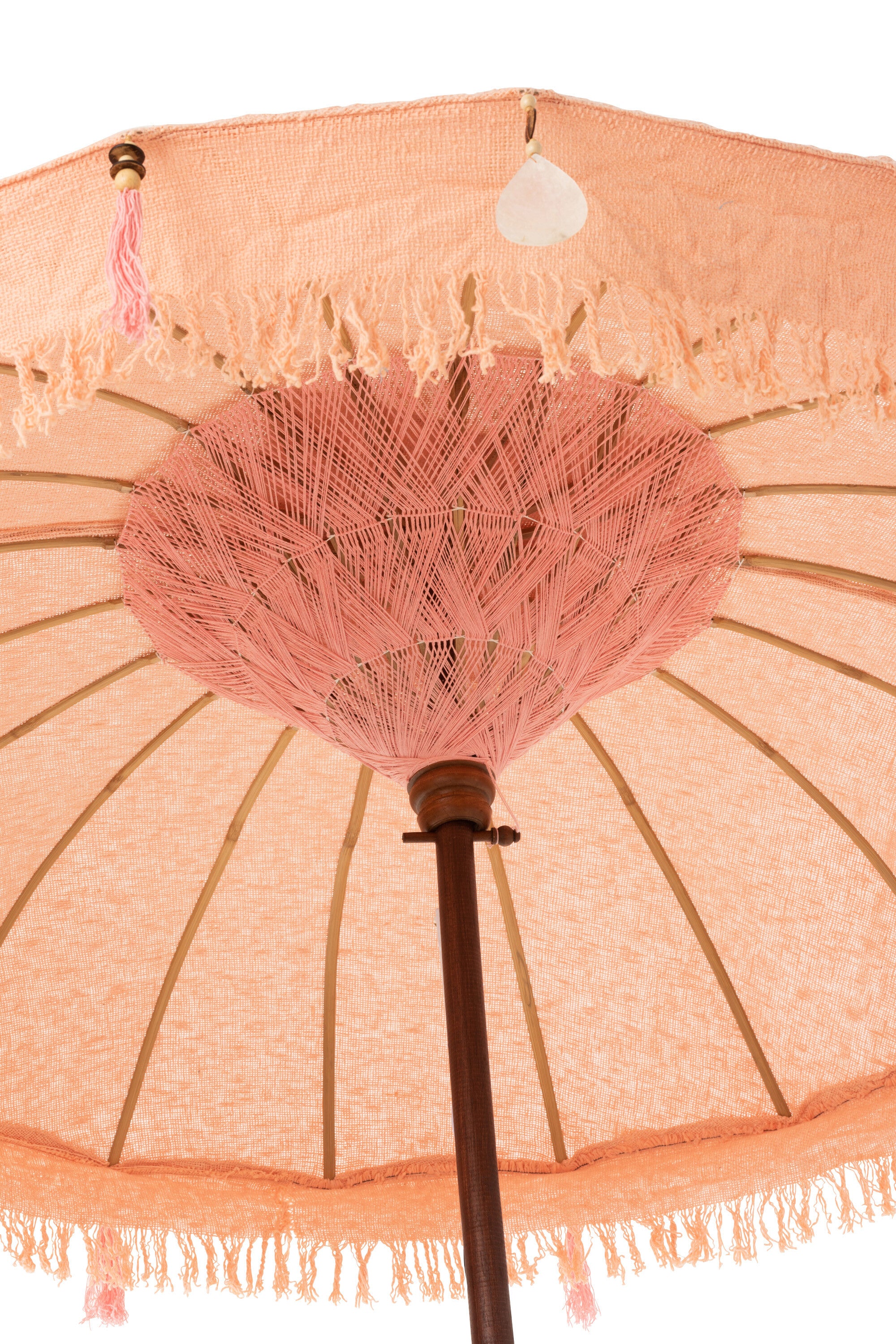 Parasol met schelpen perzik L - J-LINE