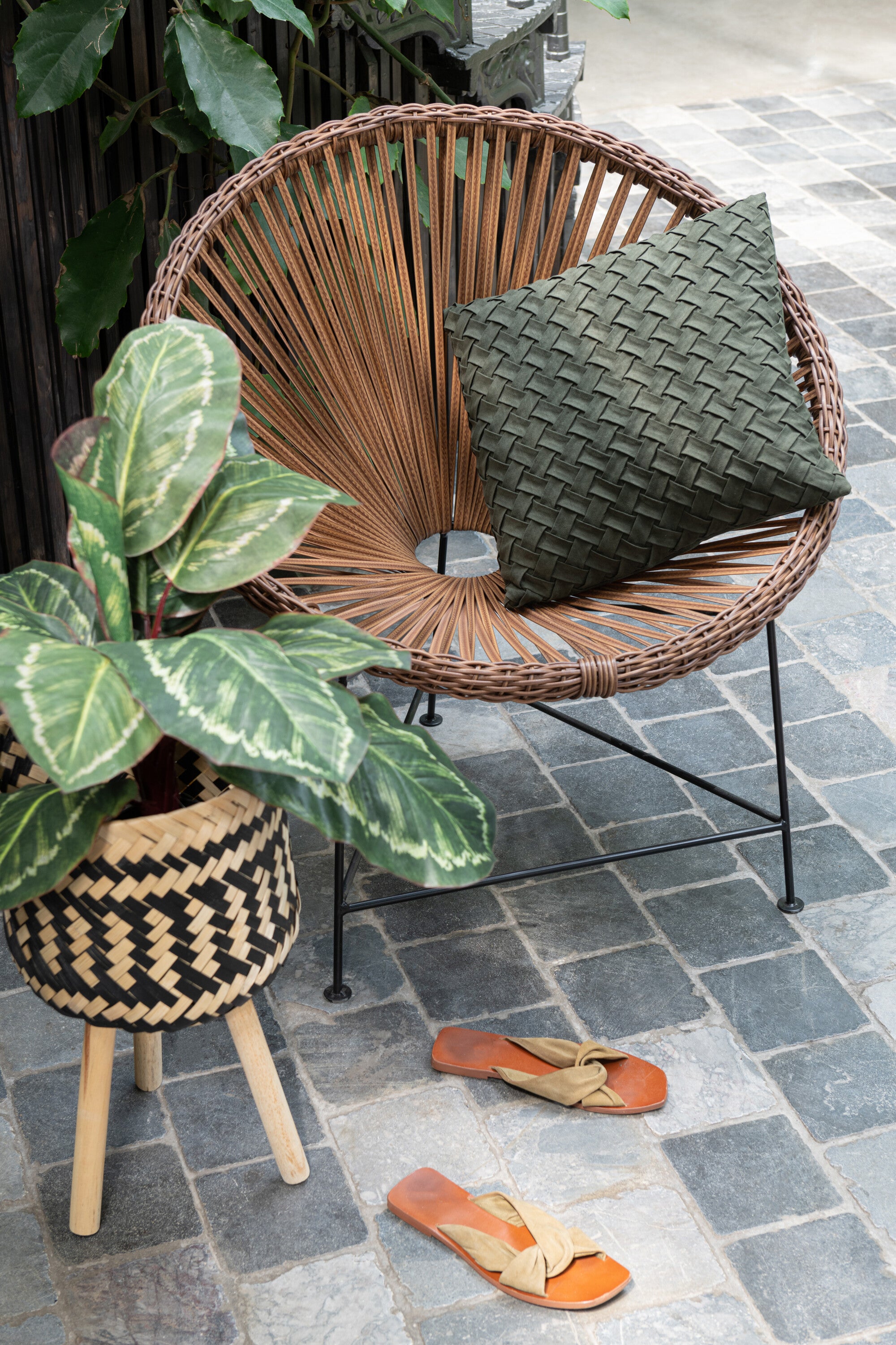 Kussen Geweven Polyester Groen - J-LINE