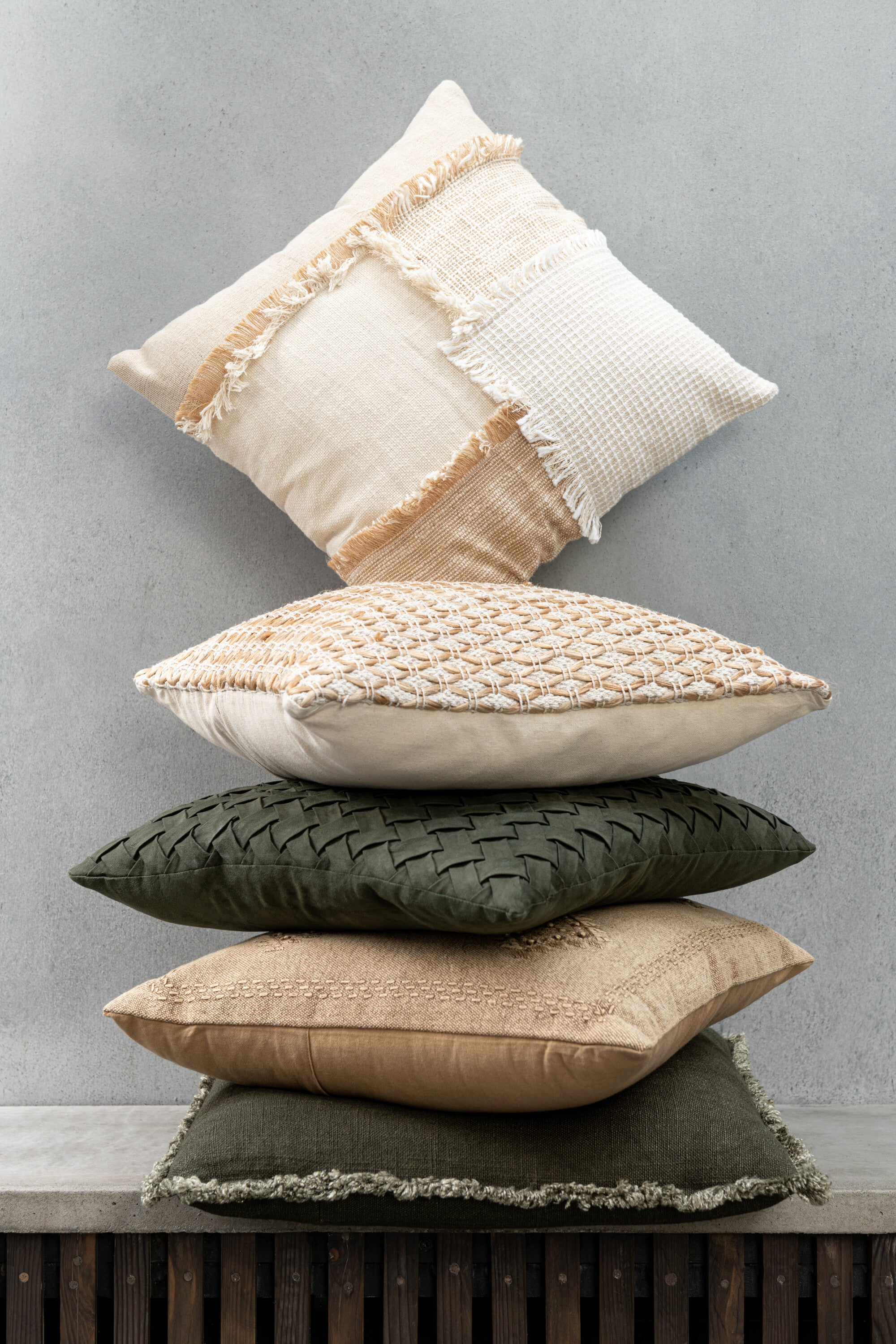 Kussen Geweven Polyester Groen - J-LINE