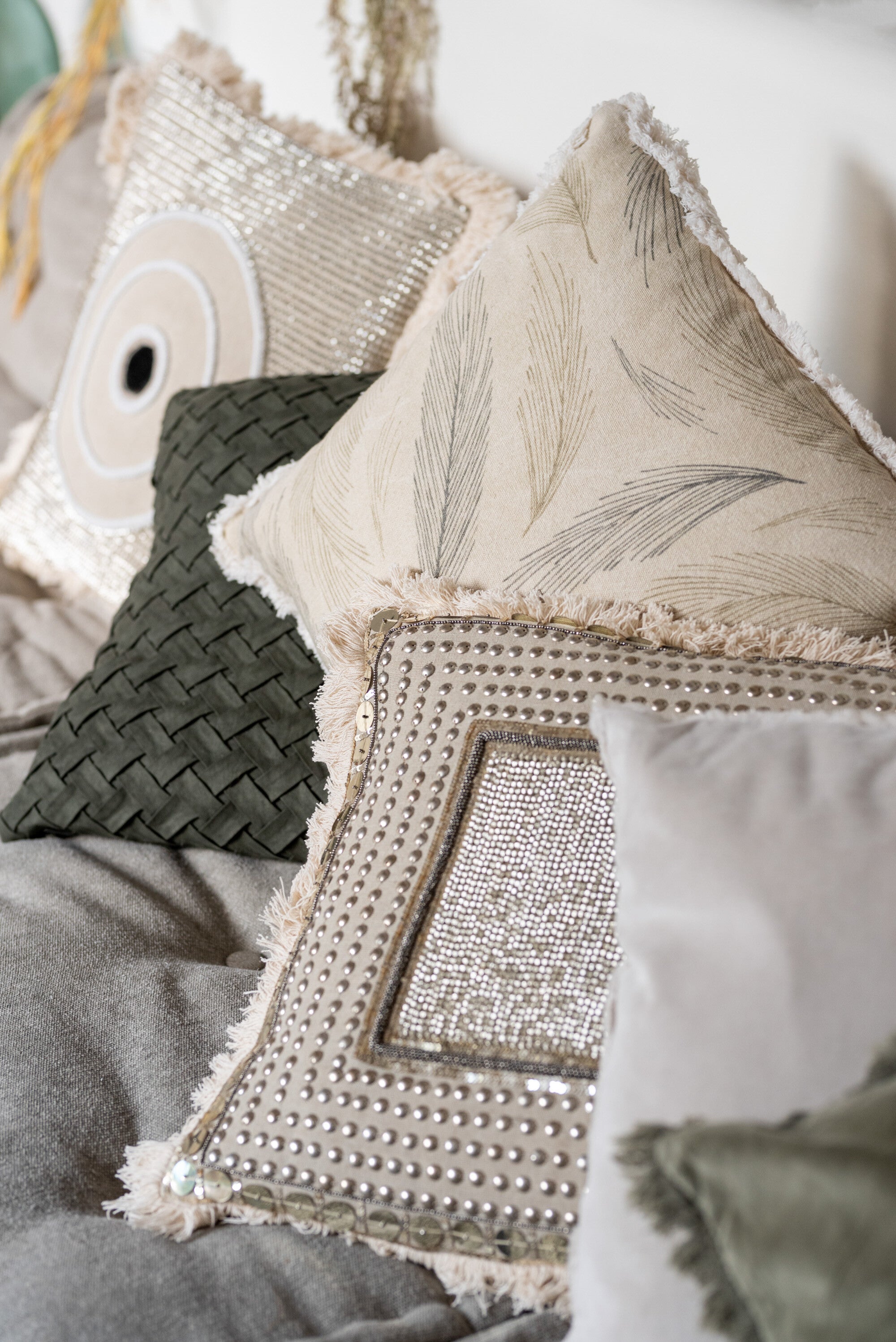Kussen Geweven Polyester Groen - J-LINE