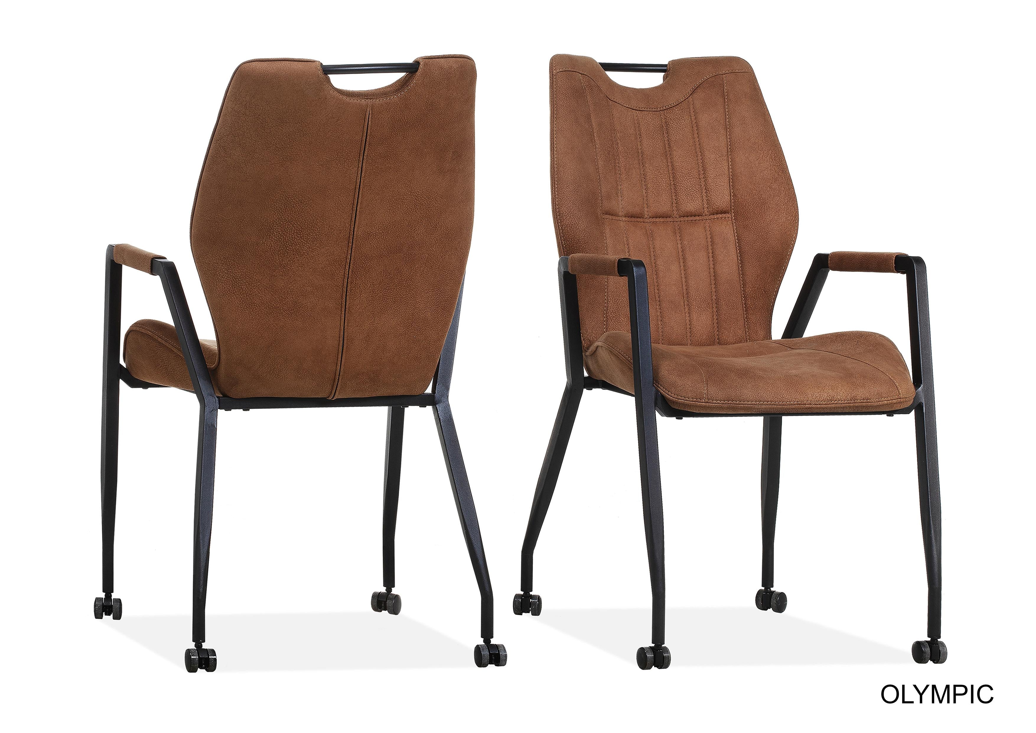 Armstoel Olympic, antraciet - cognac - mosgroen - MX