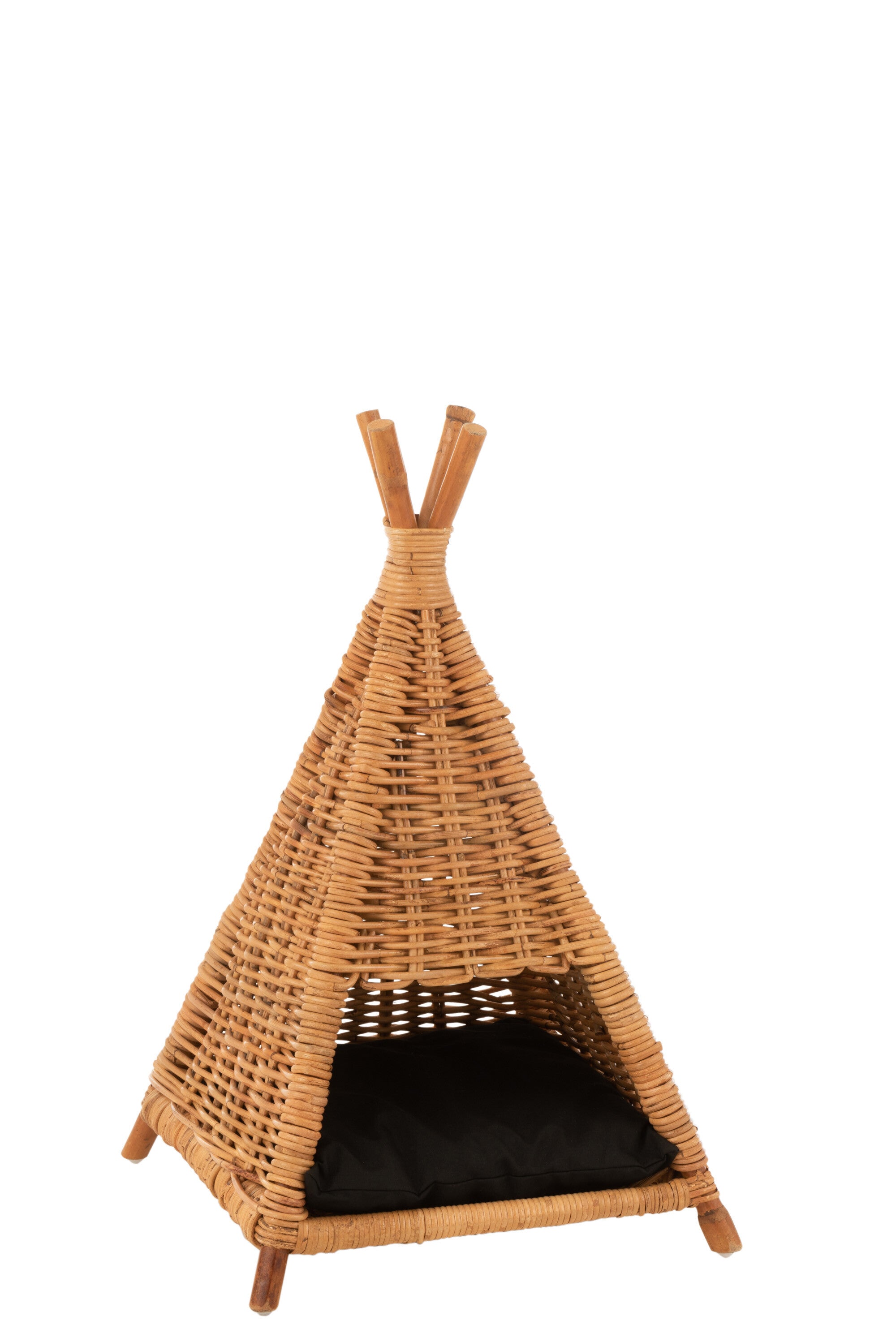 Katten tent + kussen Rotan Honing Geel/Zwart - J-LINE