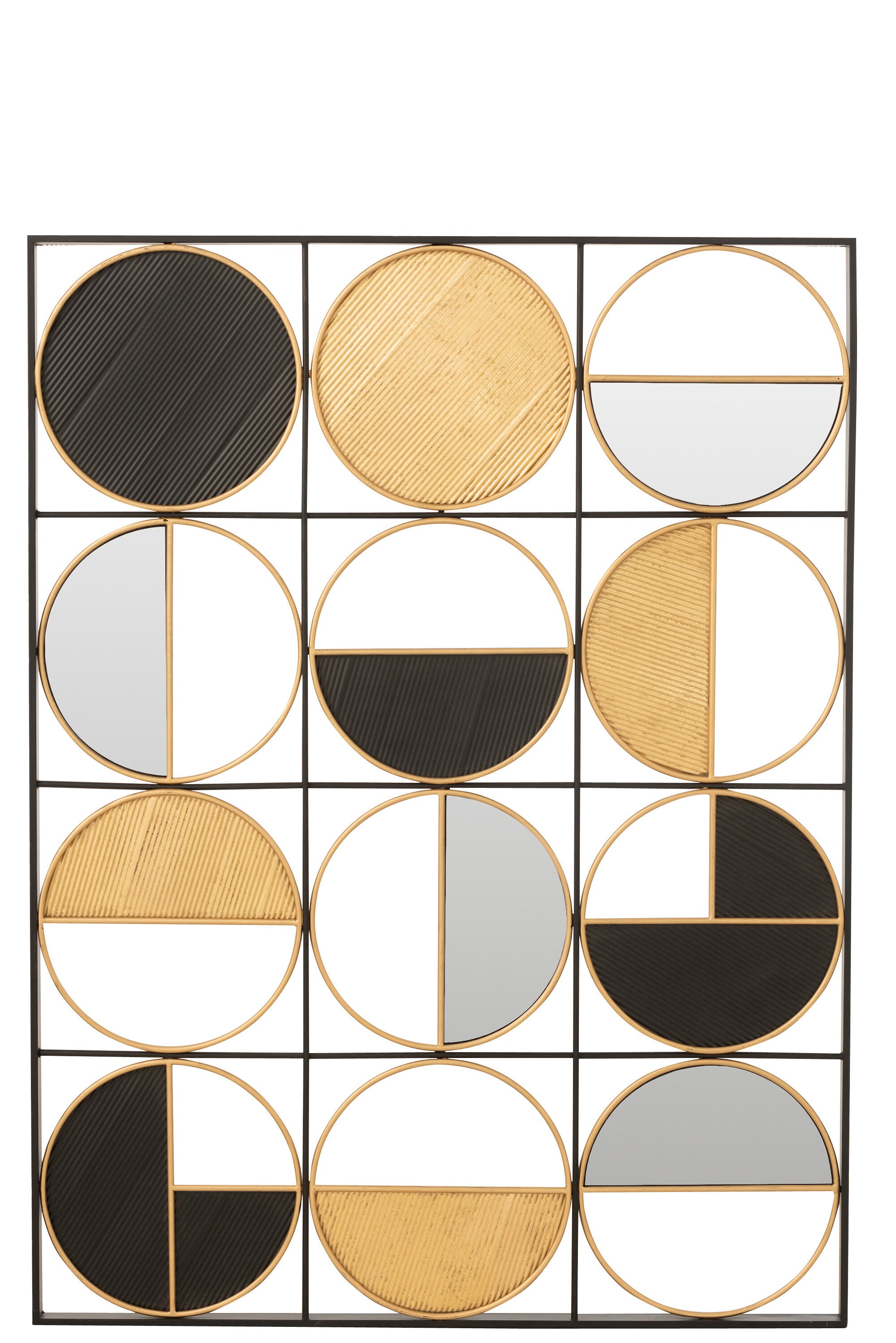 Wanddecoratie Rondes IJzer/Glas Goud/Zwart - J-LINE