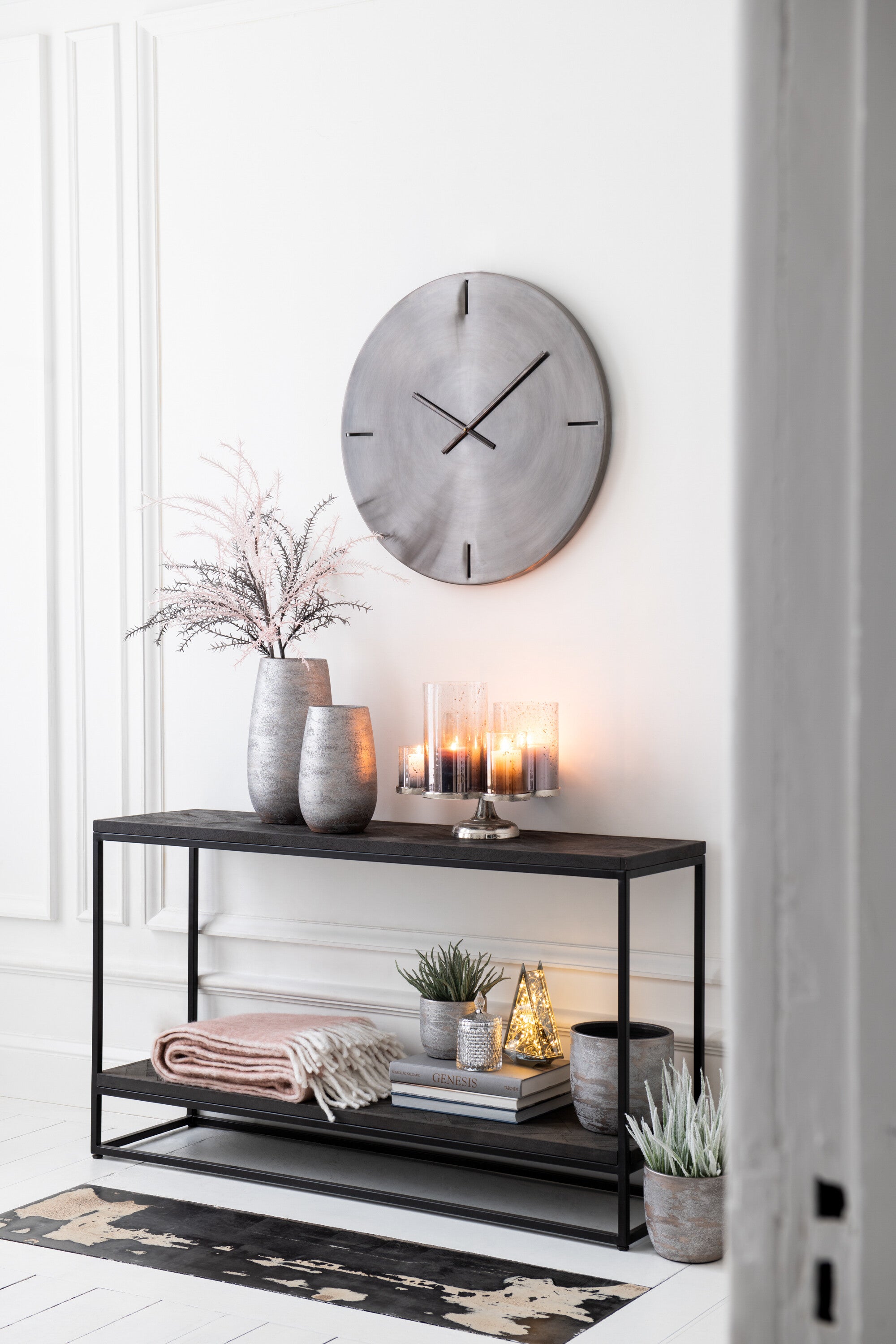 Klok Ronde Metaal Donkergrijs S - J-LINE