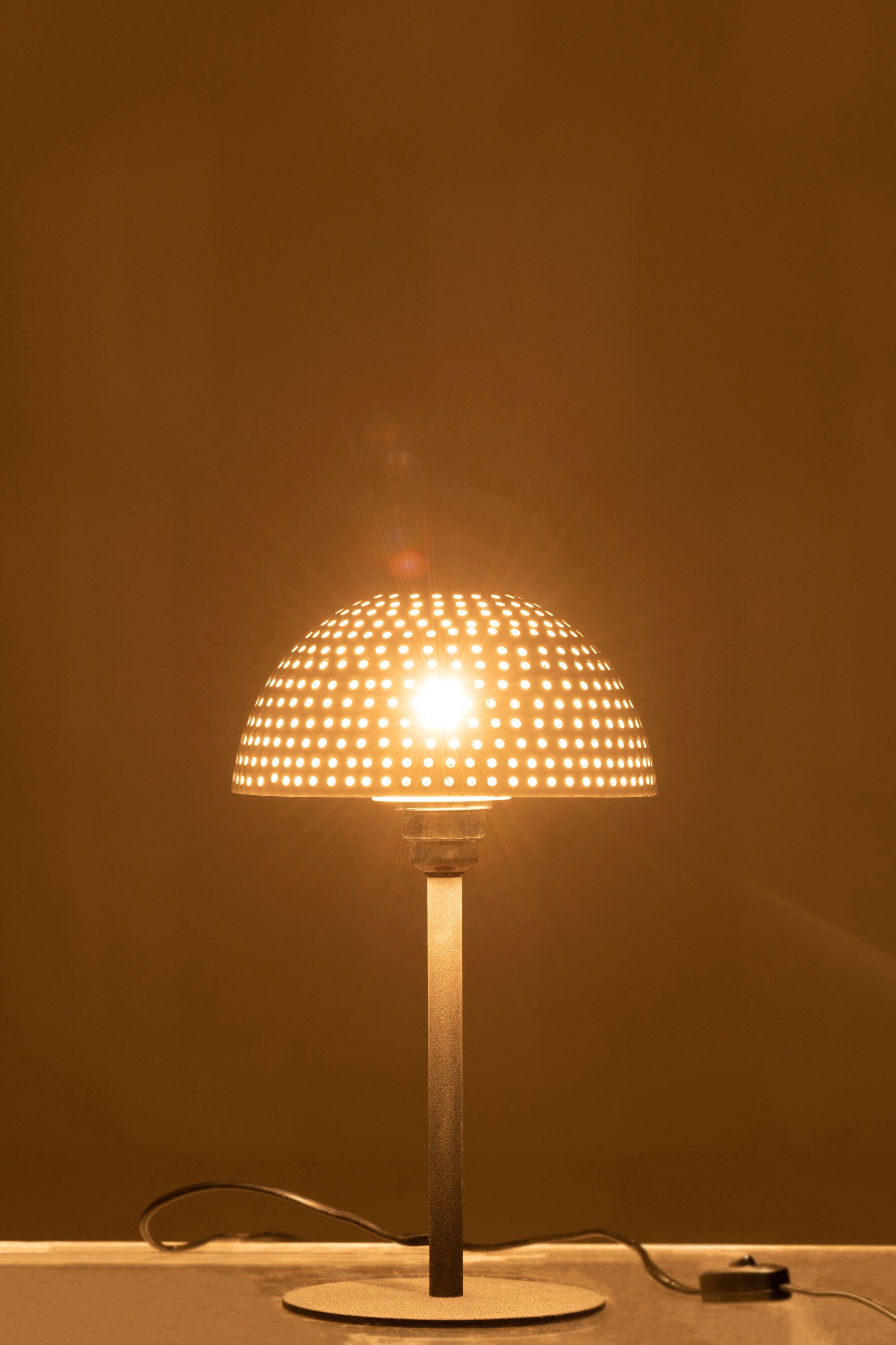 Lampe de table champignon, pois, métal, blanc brillant/noir, petite taille - J-LINE