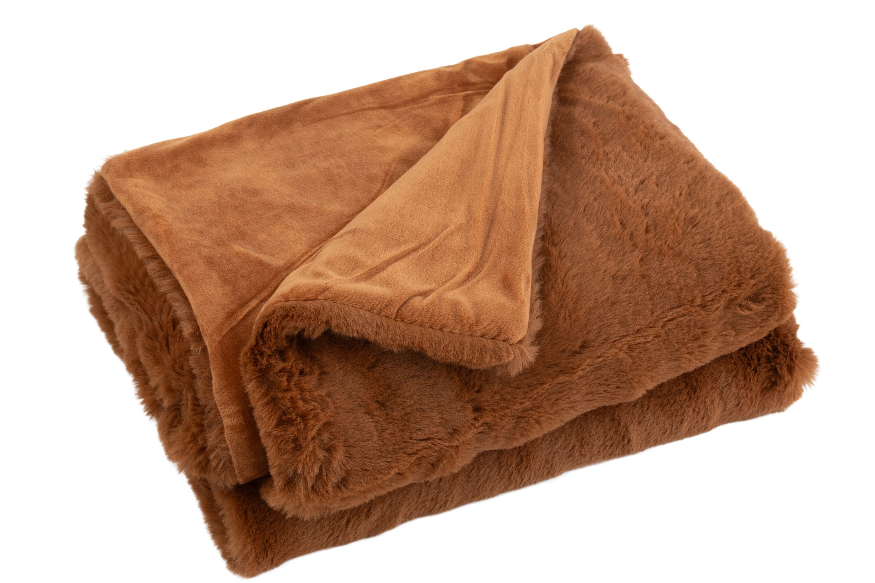 Plaid polyester marron sienne - J-LINE